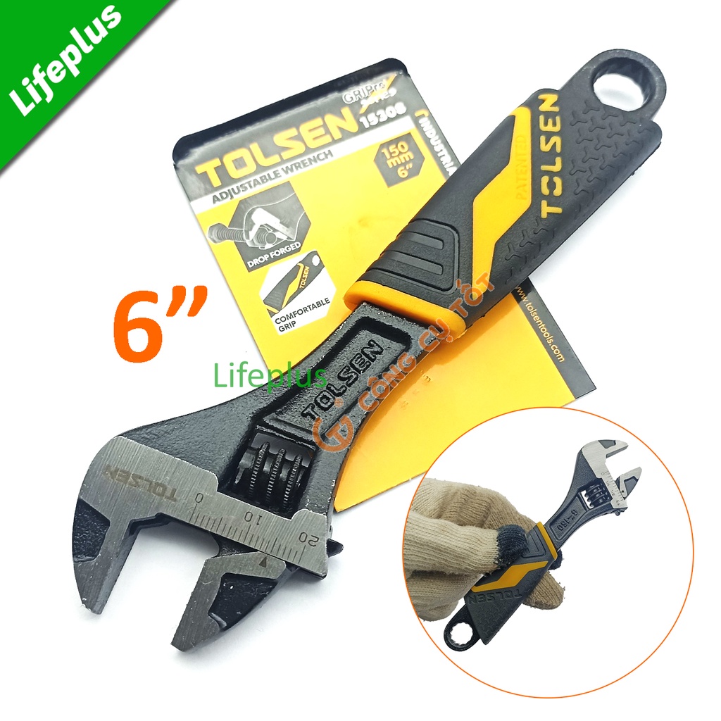 Mỏ lết cán nhựa đen công nghiệp 150mm TOLSEN 15308