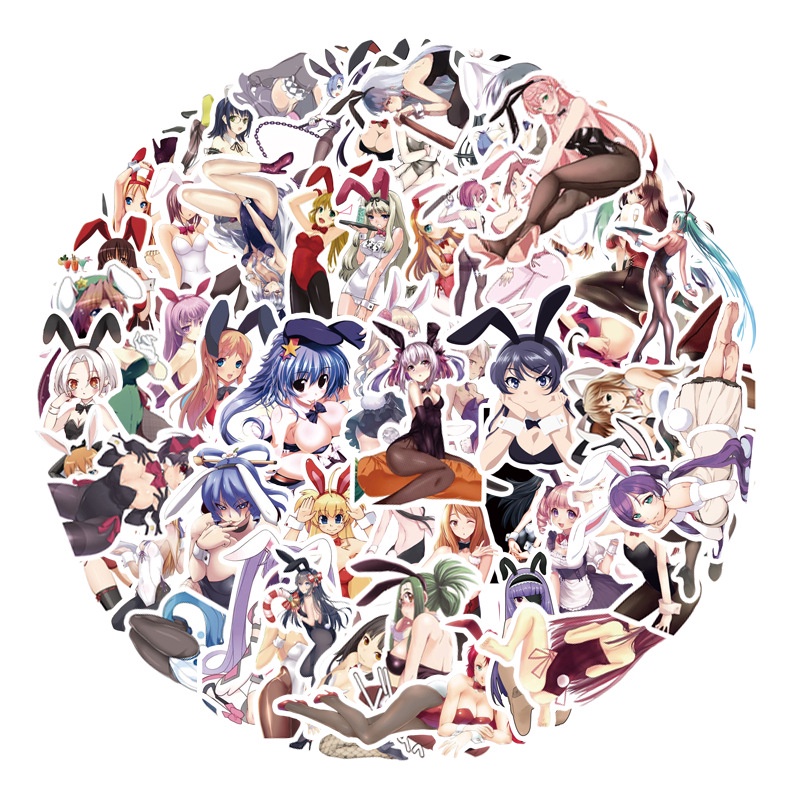 [Set 50 Cái] Sticker hình Anime sexy cute, dễ thương dán trang trí laptop, mũ nón bảo hiểm, vali, ván trượt - DB.073