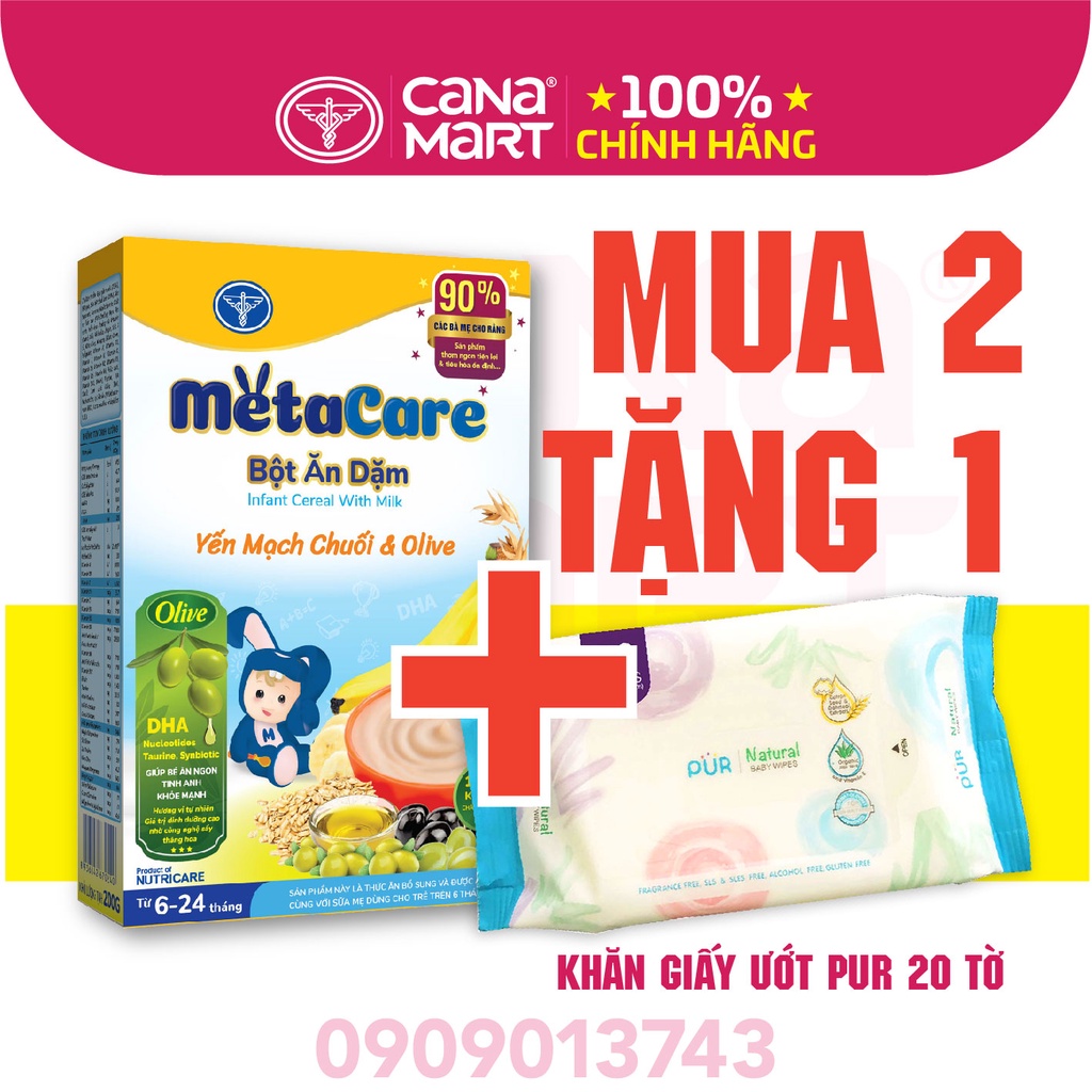 Bột ăn dặm Metacare Yến mạch chuối & olive (200g)