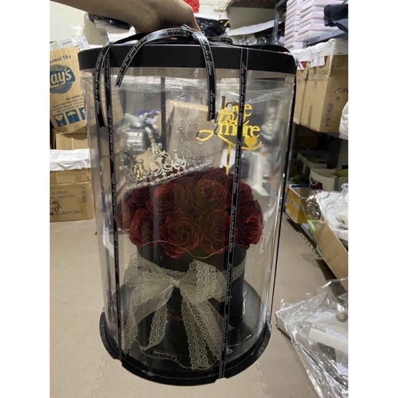 Hộp trụ mika đóng gói quà tặng