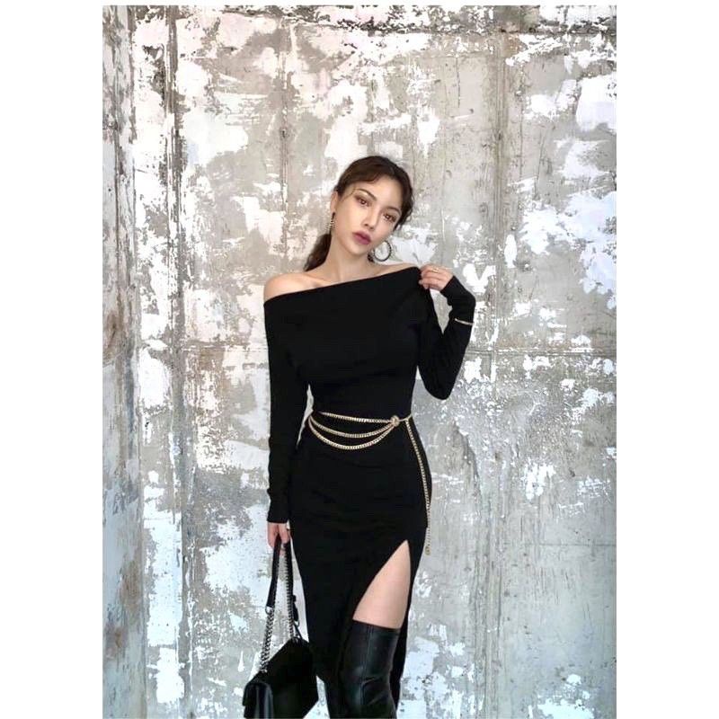 Thắt lưng thời trang kim loại phối váy, thắt lưng xích đồng xu, dây nịt kim loại vintage, retro