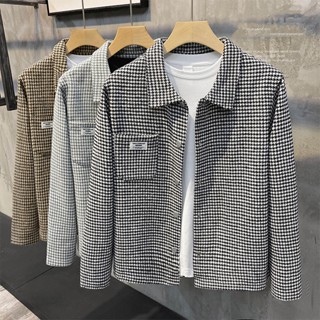 Áo khoác dạ nam hàn quốc dáng ngắn kẻ sọc hàng cao cấp đẹp dày ấm