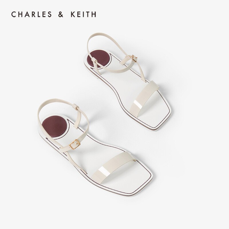 Sandal bệt nữ CNK mũi vuông xuân hè màu trắng kem