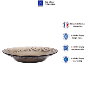 Bộ 2 dĩa thủy tinh cường lực Pháp Duralex Beau Rivage Nâu khói Creole 21.5cm D3002C02 [Chính Hãng]