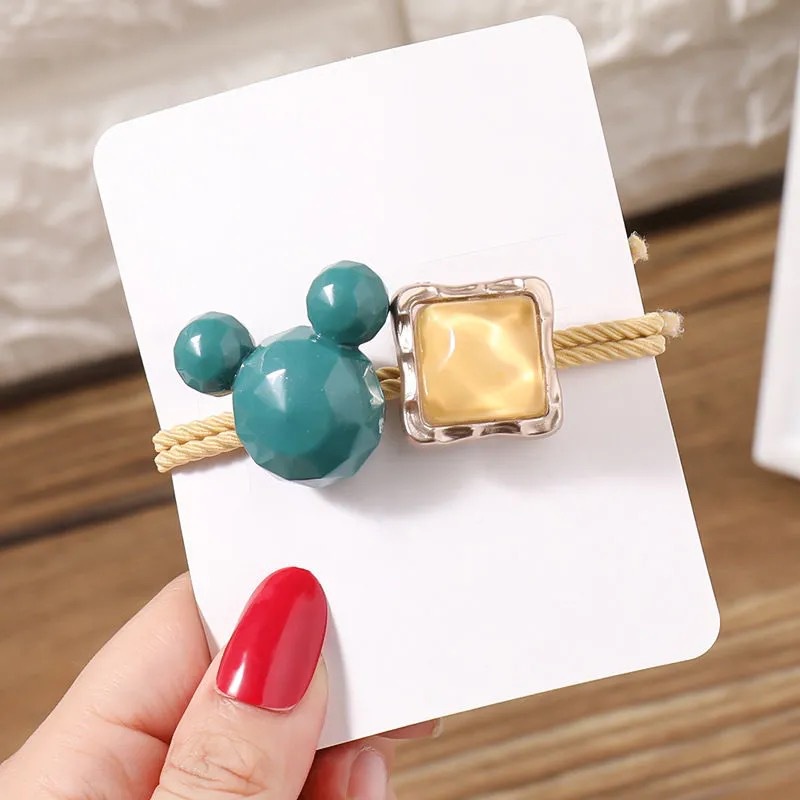 Dây cột tóc hình gấu đính hạt vuông dễ thương, nhiều màu sắc lựa chọn, dùng cho bé gái và phái nữ - H18