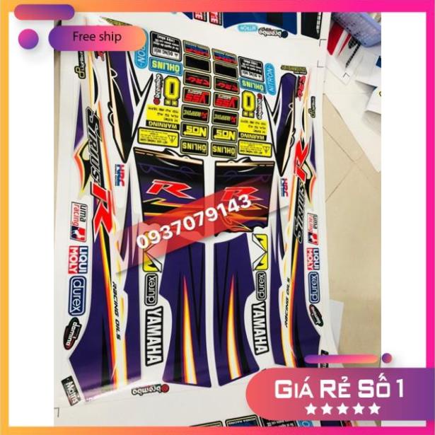 DECAL PVC 5 LỚP CHẤT LƯỢNG CAO Tem rời Sirius chữ R dán xe bạc tím Tem