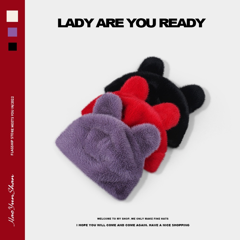 Mũ Trùm Đầu Giả Lông Chồn Đính Tai Gấu Hoạt Hình Phong Cách Hàn Quốc Thời Trang Thu Đông Cho Nữ