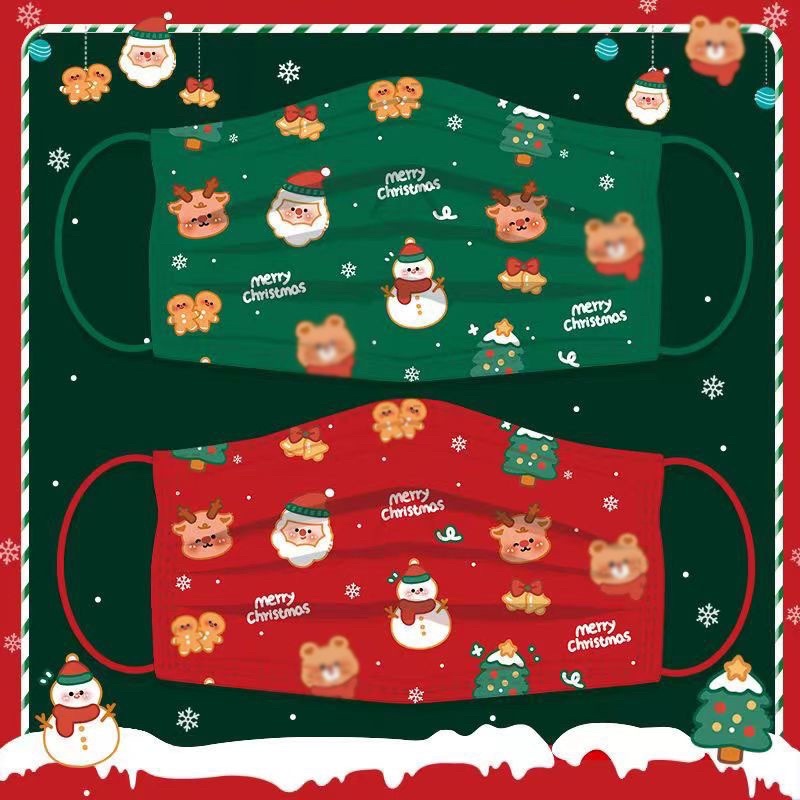 Túi 10 Cái Khẩu Trang Gấu Noel Dành Cho Người Lớn