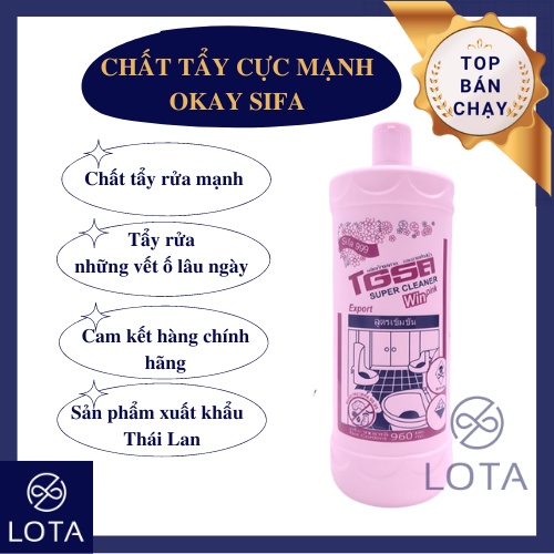 CHAI TẨY HỒNG SIFA OKAY 960ML XUẤT KHẨU THÁI LAN, dung dịch chất vệ sinh nhà tắm sàn bếp, nước chà toilet Tgiet đa năng