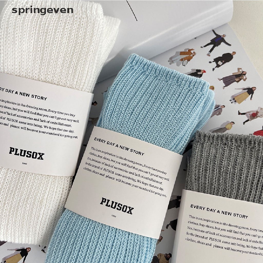 1 Đôi Vớ Cotton Dài Màu Trơn Thời Trang Harajuku Đường Phố Dành Cho Nữ