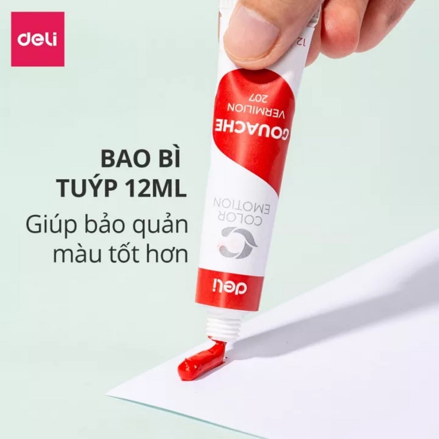 Màu bột Gouache dạng tuýp nước 12ml Deli - 5/12/24 màu - EC11