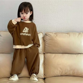 Bộ Nỉ Sweater Dáng Rộng Bo Viền Cho Bé Cực Thời Trang
