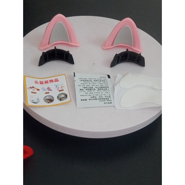 Tai mèo nhựa  dẻo cao cấp gắn mũ bảo hiểm có kèm keo silicon siêu  dính