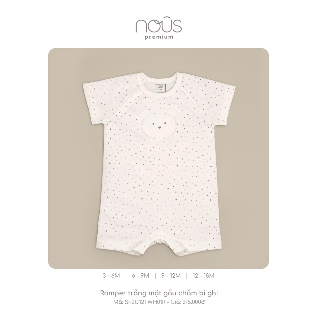 ROMPER XANH/TRẮNG THÊU MẶT GẤU NOUS