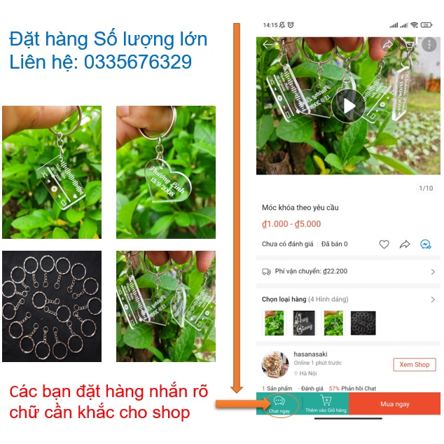 Móc khóa mica khắc tên theo yêu cầu