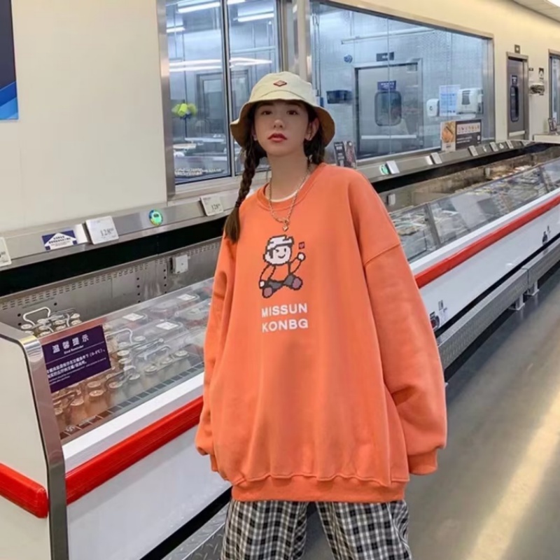 Áo Nỉ Dài Tay Form Rộng In Chữ Phong Cách Hip Hop Đường Phố