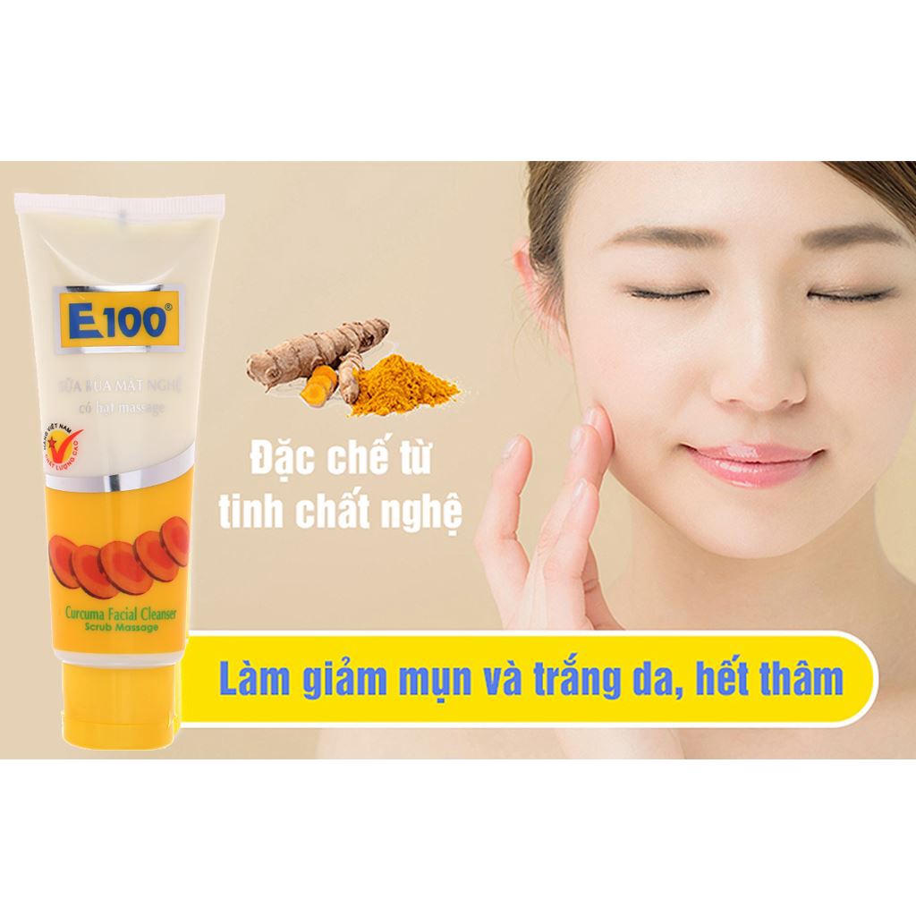 Sữa rửa mặt hạt nghệ E100 có hạt massage (100g)
