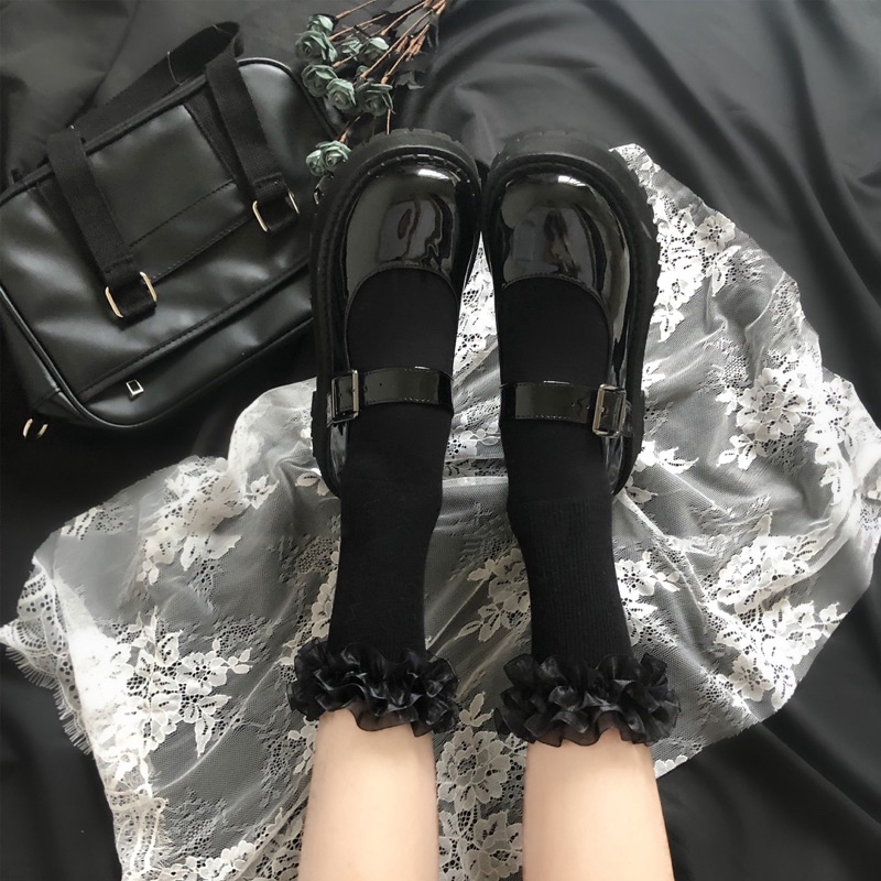 (Sẵn) Tất Lolita Phối Viền Ren