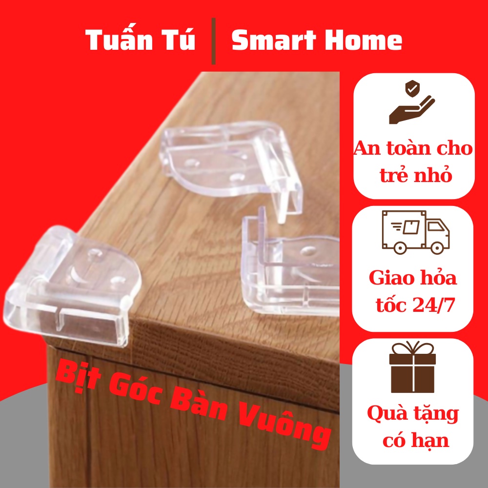 Miếng Dán Bịt Góc Bàn Ghế Vuông Silicon Chống Va Đập Cho Bé, Bọc Cạnh Bàn Kính Cạnh Tủ Vuông Trong Suốt Bảo Vệ Trẻ
