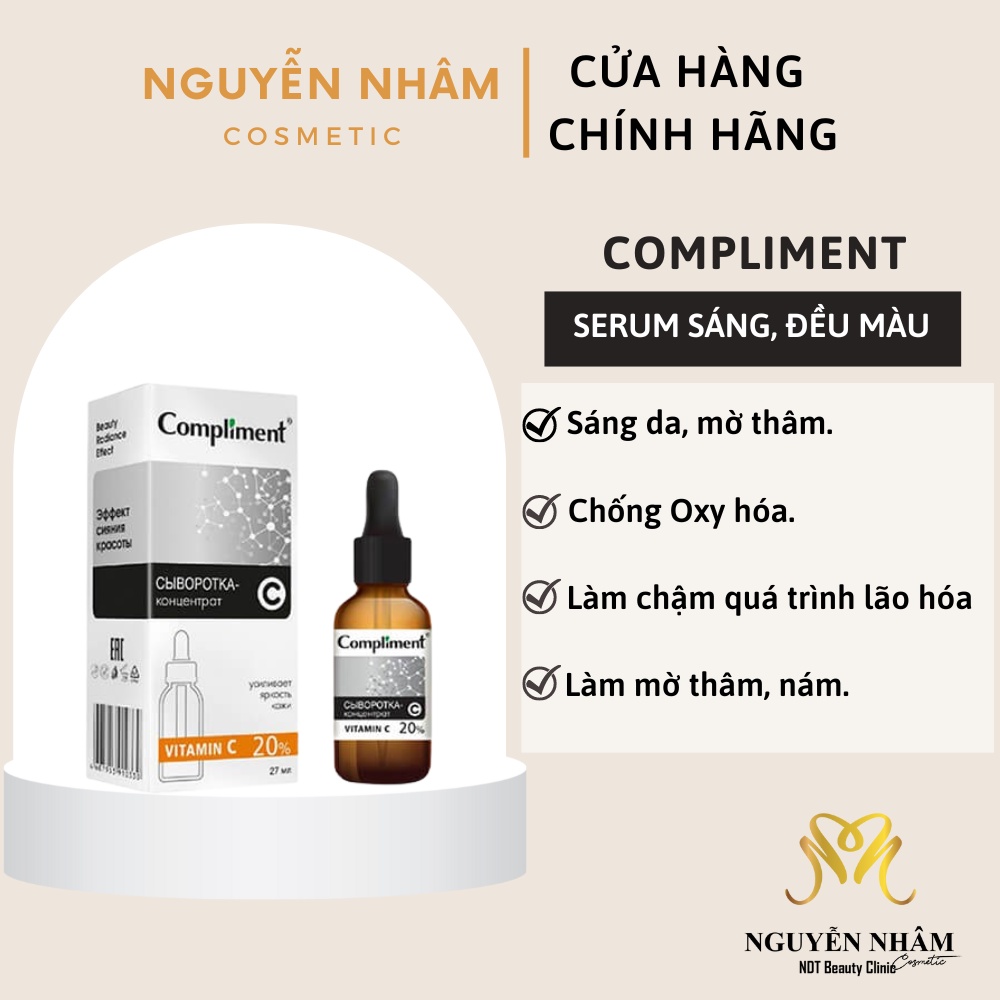 Serum Compliment Vitamin C 20% Sáng Da, Mờ Thâm, Ngừa Lão Hoá