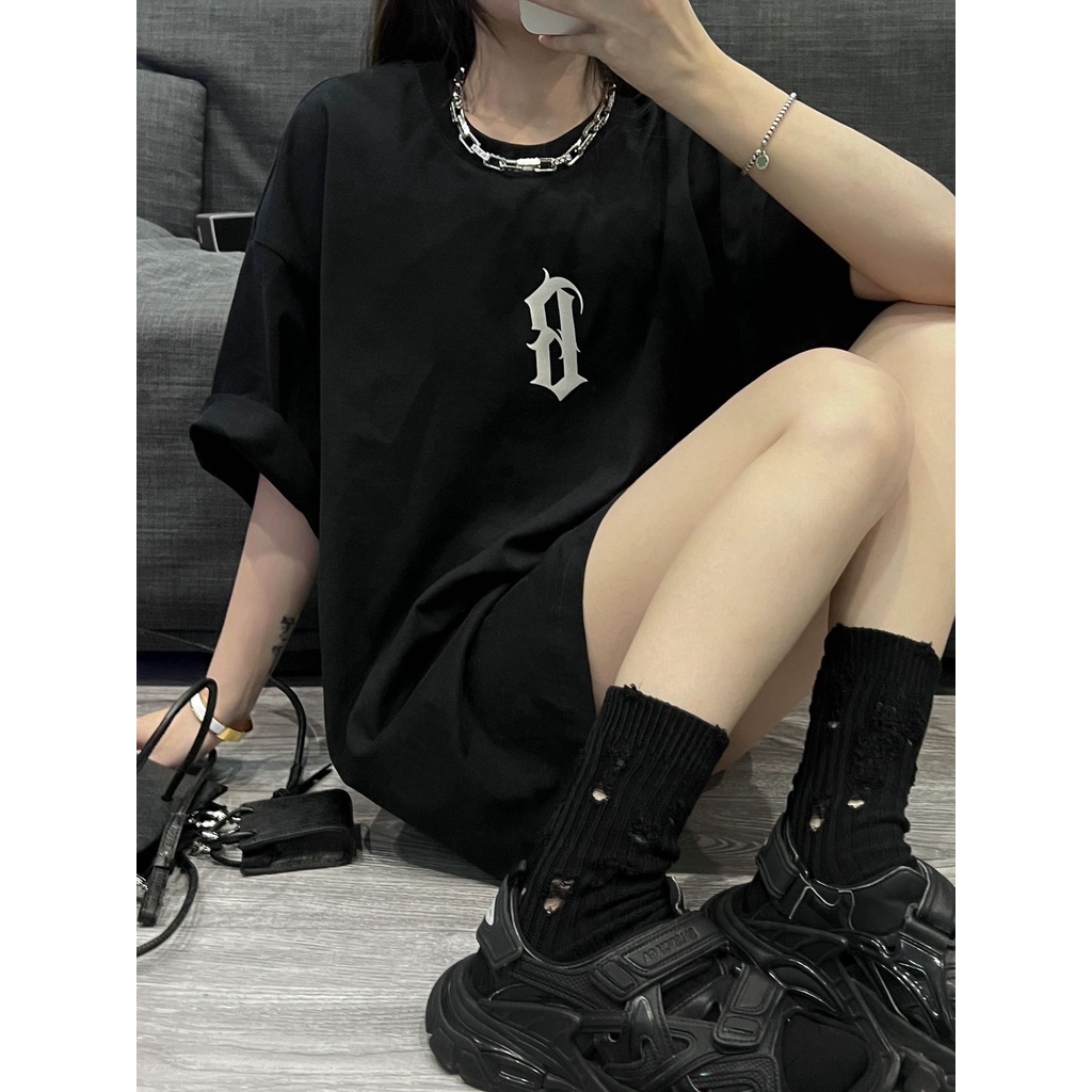 FOCUS Áo thun nữ form rộng thời trang nữ vintage Đen bigsize unisex 100% cotton