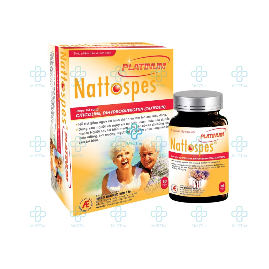 Nattospes Platinum - Nattokinase, Hoạt Huyết Dưỡng Não, Phòng Tai Biến Mạch Máu Não, Đột Quỵ (Lọ 30 Viên) [Chính Hãng]