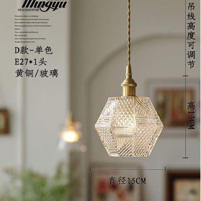 Enoughome Đèn Chùm Bằng Đồng Thủy Tinh Treo Ban Công Phòng Ngủ Ban Công Quán Bar Kiểu Pháp Lãng Mạn Retro Dòng Dài