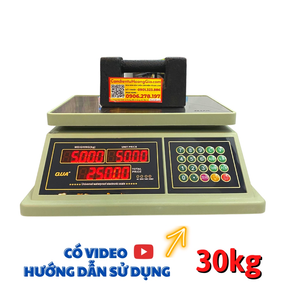 Cân điện tử 30kg cân tính tiền Chống Nước IP67 Loại Cao Cấp QUA832 - Dành Cho Hải Sản
