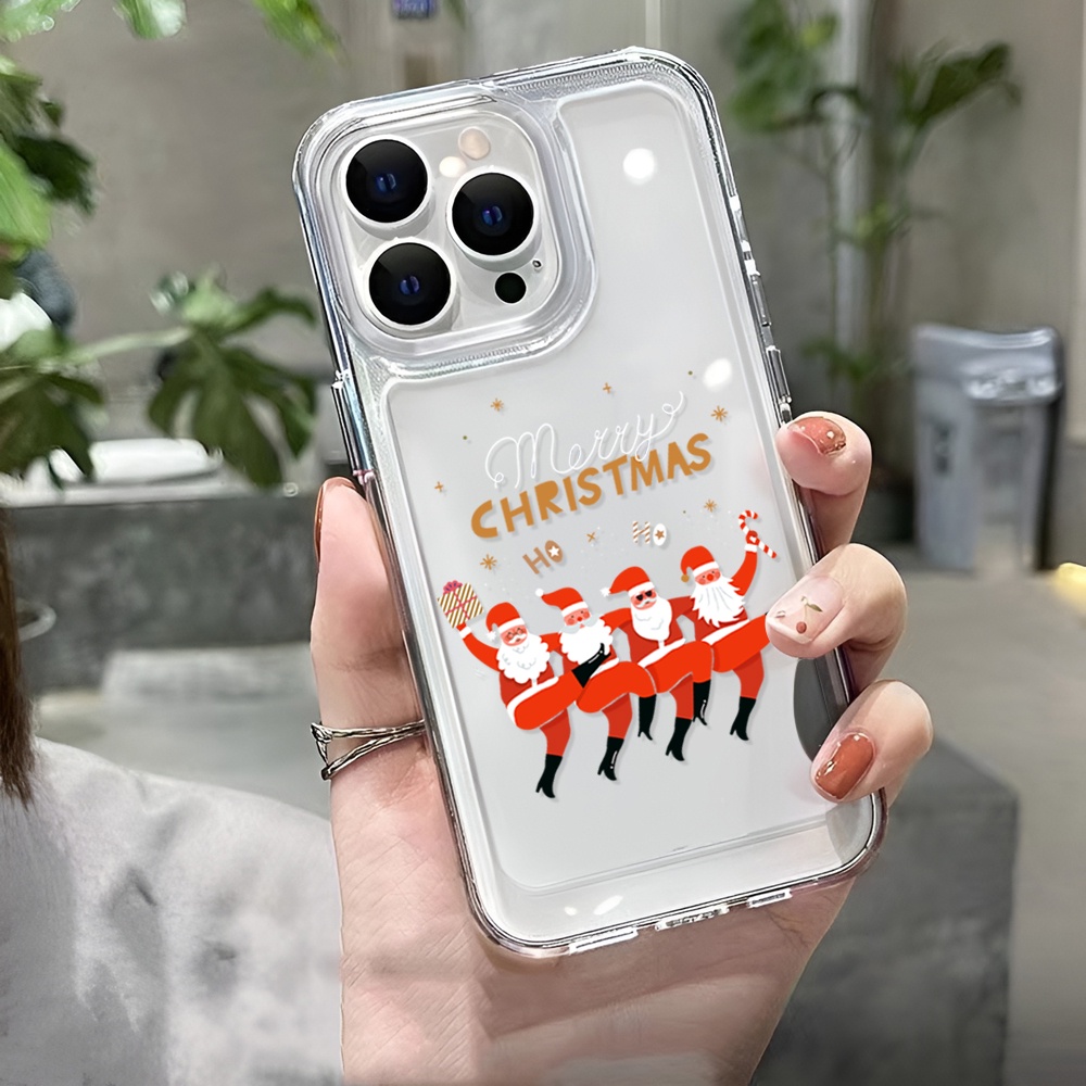 Ốp Điện Thoại Trong Suốt Hình Ông Già Noel Nhảy Múa Cho iphone 14ProMax 13 11 12 7Plus X XR XS Max 8 7