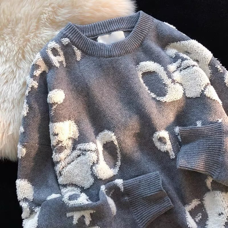 Áo len thêu trung tính áo len nam giáng sinh unisex phong cách hàn quốc áo sweater form rộng simple đồ đôi fashion áo sweater trơn