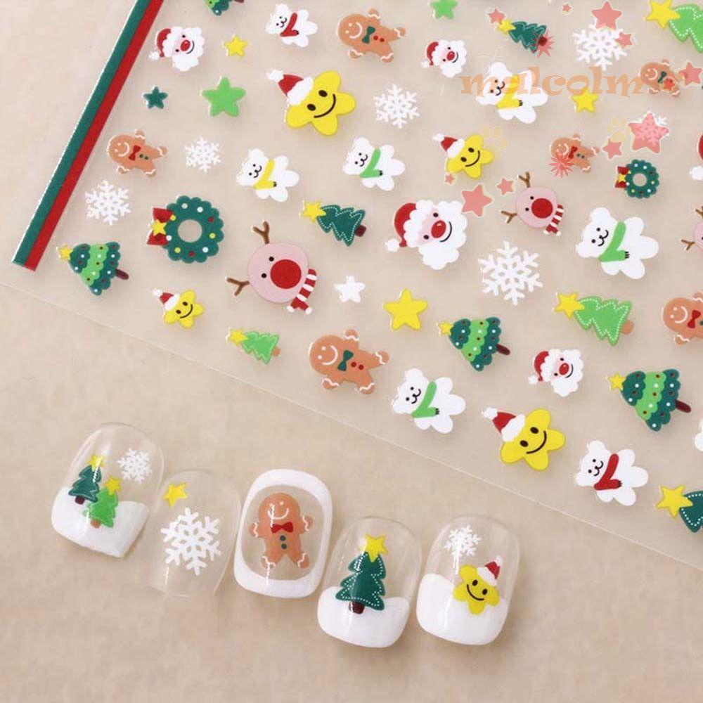 Miếng Dán Trang Trí Móng Tay Họa Tiết Giáng Sinh Xinh Xắn