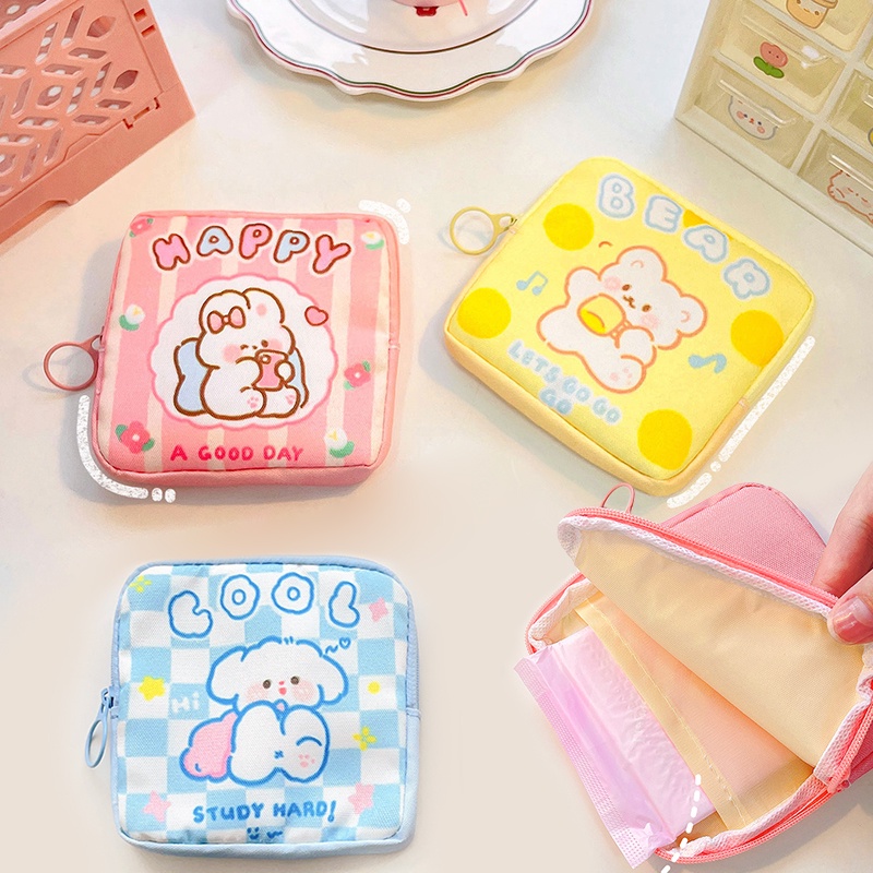 Túi Đựng Đồ Sức Chứa Lớn Đa Năng Có Khóa Kéo In Họa Tiết Hoạt Hình Dễ Thương Cho Nữ