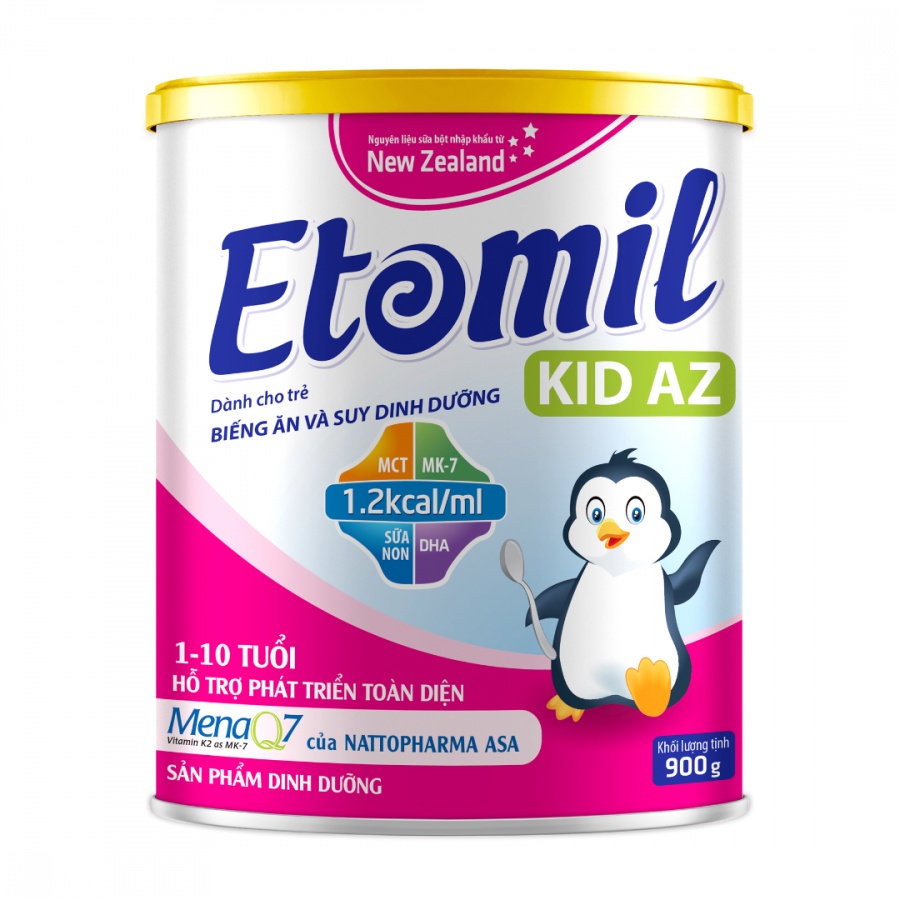 Sữa Etomil Kid AZ Năng Lượng Cao Dành Cho Trẻ Biếng Ăn, Nhẹ Cân Và Suy Dinh Dưỡng Từ 1-10 Tuổi