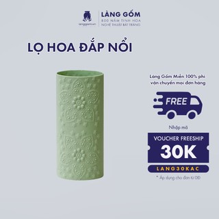 Bình cắm hoa trang trí, lọ hoa gốm sứ đắp nổi nhiều màu, men mát , gốm sứ Bát Tràng cao cấp - Làng Gốm