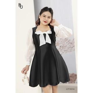 Đầm phối oganza trắng gấu lượn cánh hoa BIGSIZE (55kg đến 95kg) - 22T1SD34 - [BUstu Bigsize]
