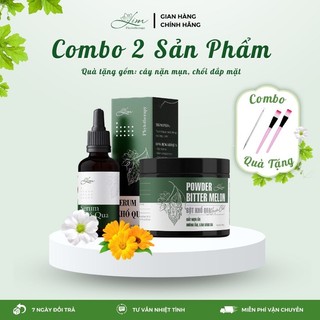Combo 2 món serum khổ qua ,bột khổ qua giảm mụn mờ thâm ,đẩy mụn ẩn ,thu nhỏ lỗ chân lông,sáng mịn da