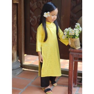 Áo dài Gấm hoa Bé Gái (Kèm Quần phi Trắng/Đen)