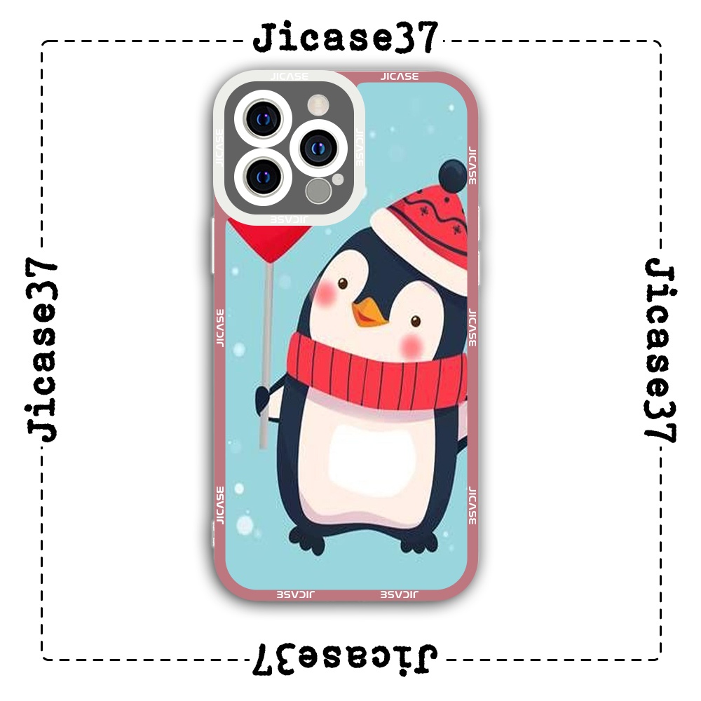 Ốp lưng iphone cạnh vuông Jicase Chim cánh cụt cute 6plus/6s/6splus/7/7plus/8/8plus/x/xs/11/12/pro/max/plus/promax