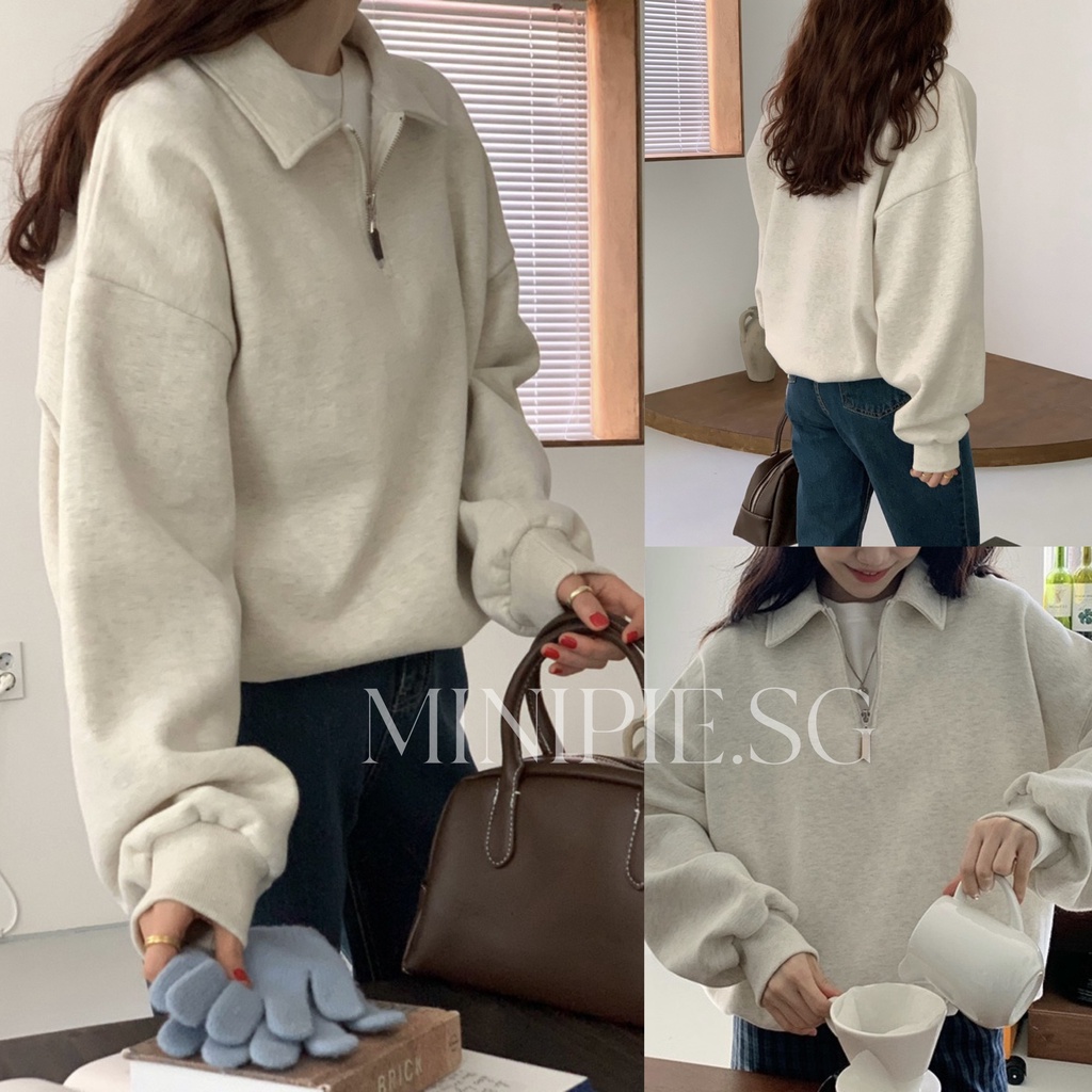 Áo Sweater Basic Cổ Polo Tay Dài Phong Cách Hàn Quốc - Minipie