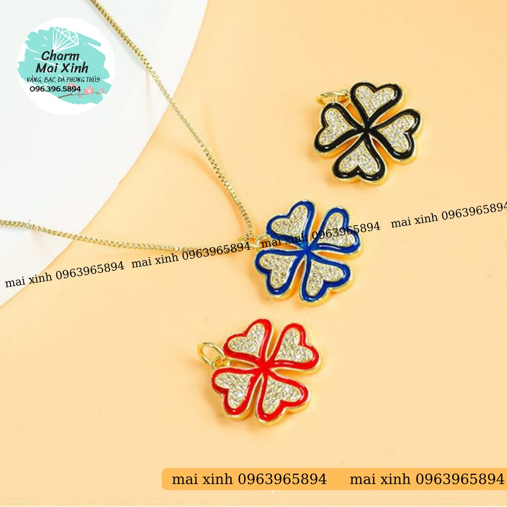 Cỏ 4 Lá treo nhiều màu mang lại May Mắn - Mặt dây chuyền nữ - Charm Phụ Kiện Mix Phối Vòng Phong Thuỷ Trang Sức Nam, Nữ