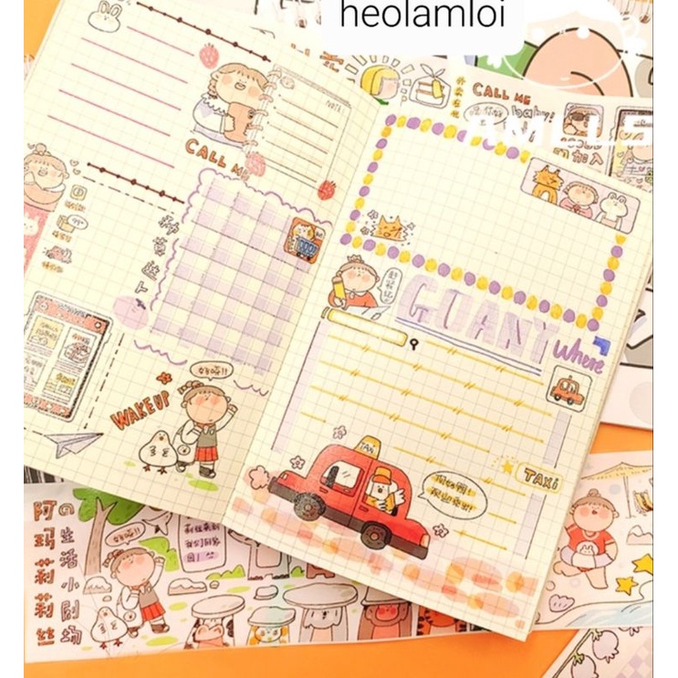 Sổ tay đa năng: note, sticker, sketchbook 50 trang size lớn 172mm cực dễ thương