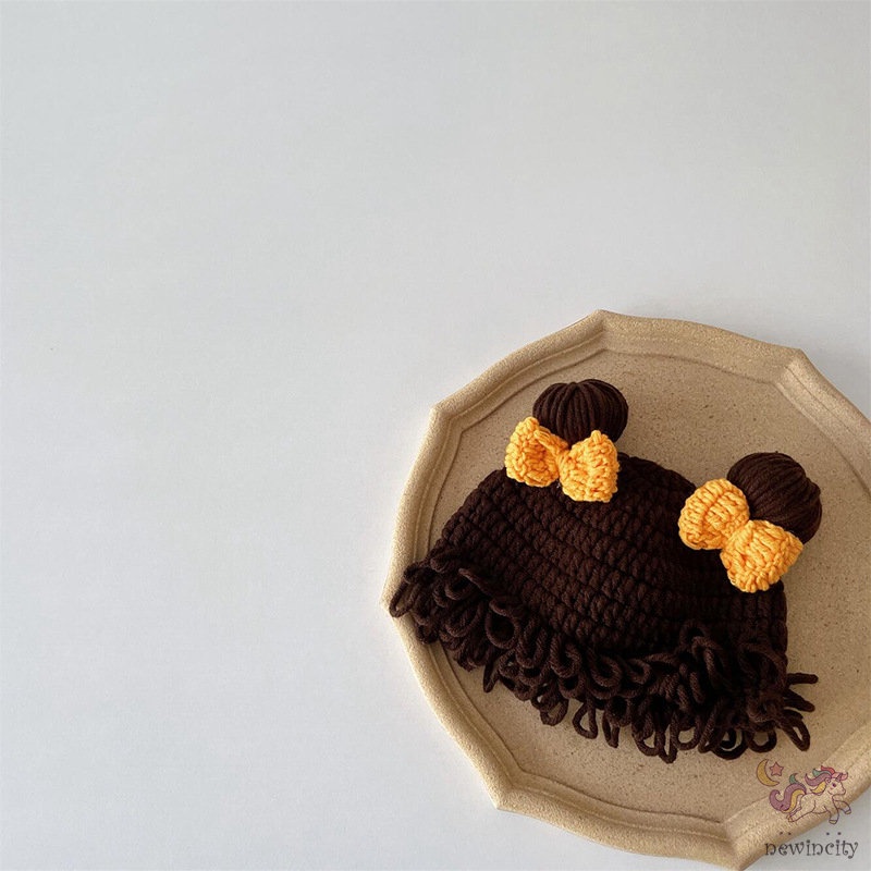 Mũ Len Thiết Kế Thắt Nơ Dễ Thương Vui Nhộn Phong Cách Hàn Quốc Dành Cho Bé Trai Bé Gái