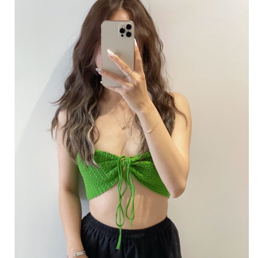 Áo ống len croptop handmade La Boutique màu sắc rực rỡ