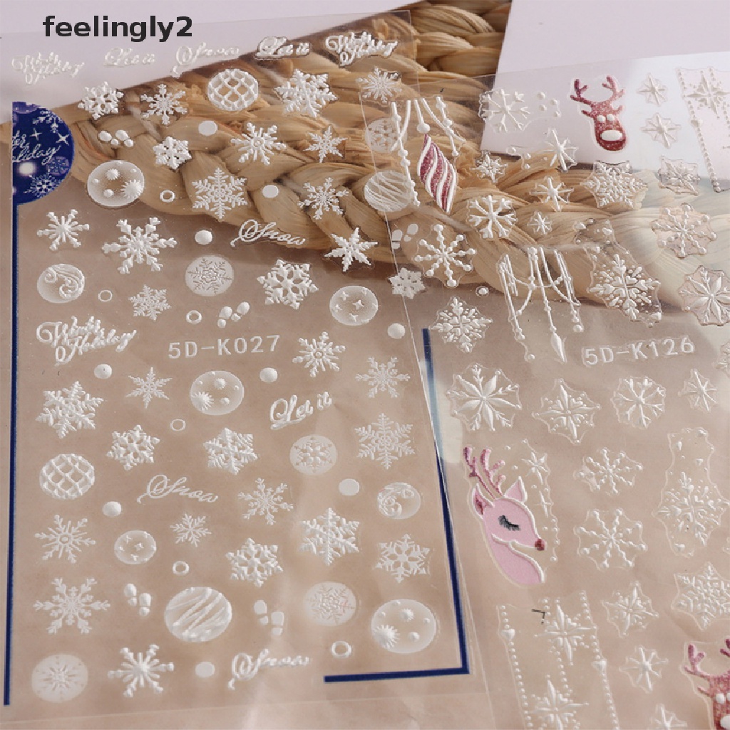 Miếng Dán Trang Trí Móng Tay Tự Dính Họa Tiết Bông Tuyết 5D DIY