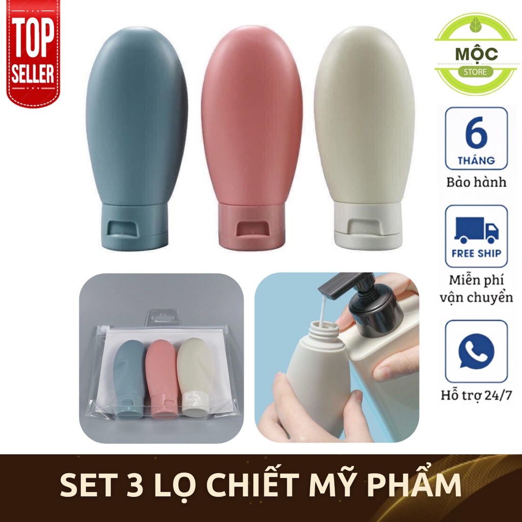 Set 3 Lọ Chiết Mỹ Phẩm, Dầu Gội, Sữa Tắm Khi Đi Du Lịch, Công Tác, Combo 3 Lọ 60ml Đựng Đồ Thiết Yếu