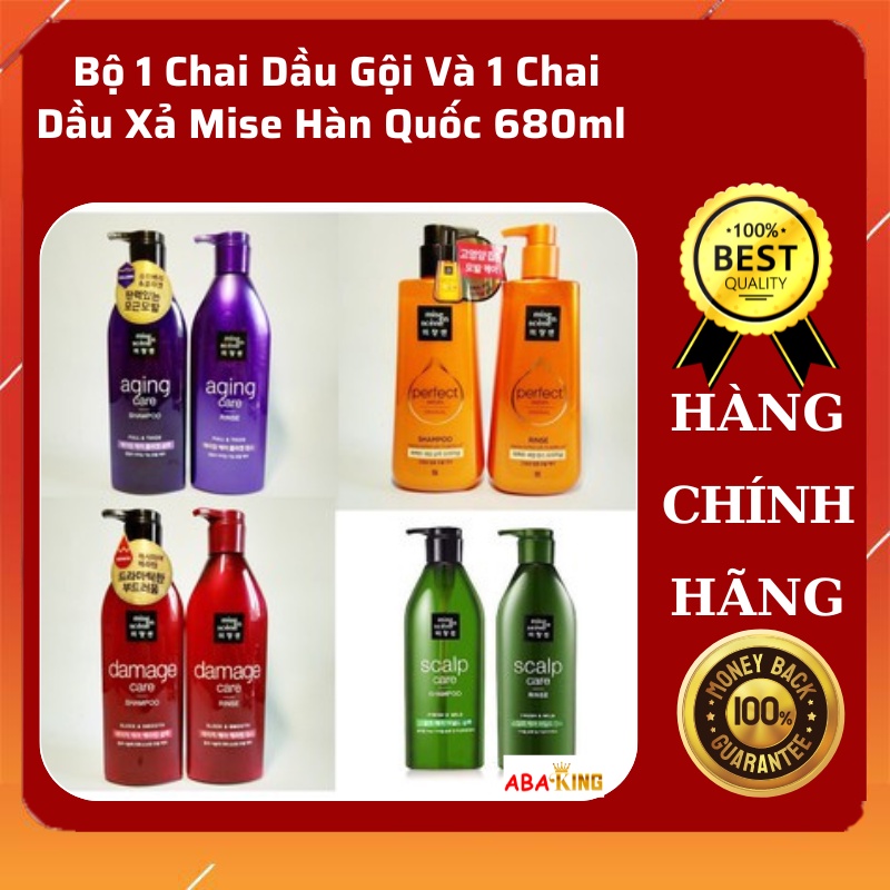 Bộ 1 Chai Dầu Gội Và 1 Chai Dầu Xả Mise En Scene Hàn Quốc 680ml - ABA KING MART