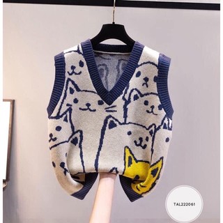 Áo gile len nữ QCCC phối màu