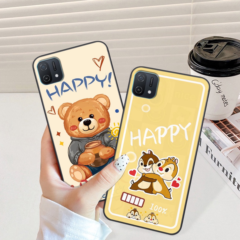 Ốp Oppo A16k in hình gấu vịt caro nhiều màu sắc ngộ nghĩnh dễ thương