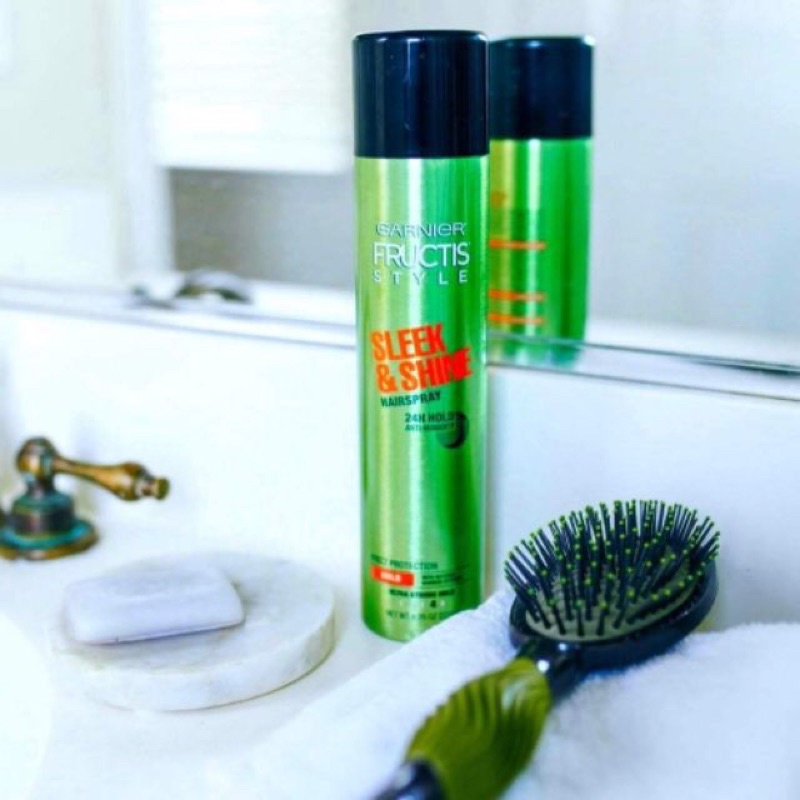 Hairspray Garnier Sleek And Shine gôm xịt giữ nếp và tạo kiểu tóc