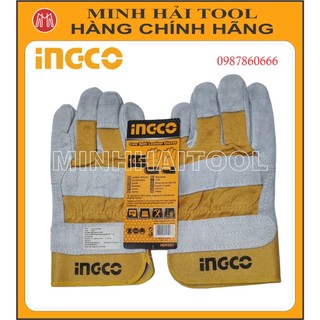 Găng tay vải da 10.5” ingco hgvc01